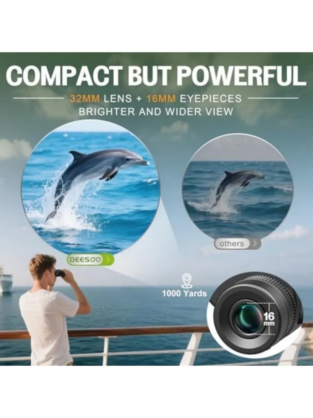 Compact 25x32 High Power Binoculars for Adults - Perfect for Bird Watching